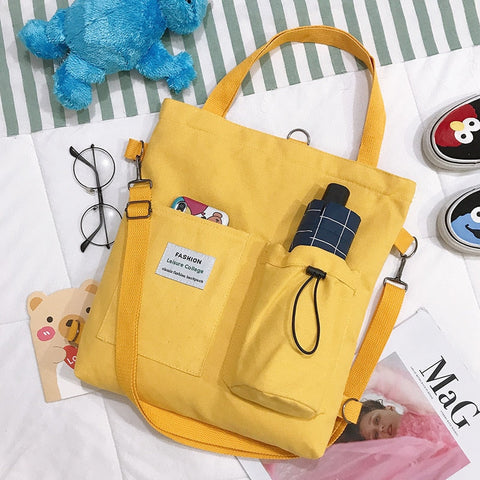mtvrmall - Simple Women Package Print Cute Bear Canvas Bag Handbags Japanese Literary Shoulder Bag Casual Shopping Tote Girl Handbag