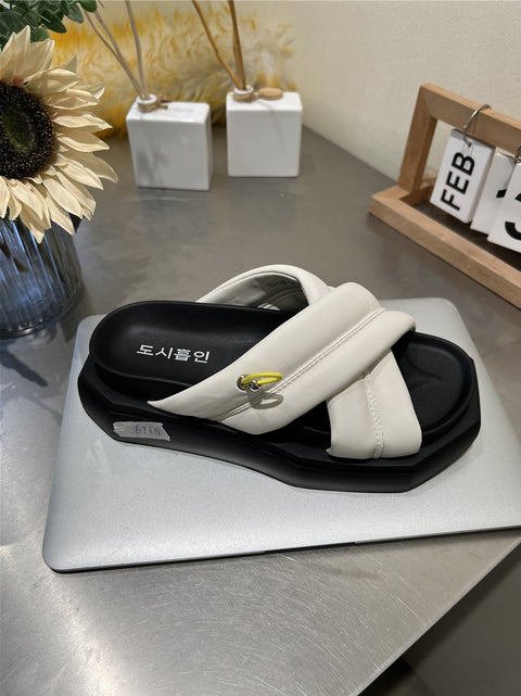 mtvrmall - Designer Fashion Women Casual Slippers Open-toed Outside Female Cross-tied Slipper Platform Soft-soled Women Beach Slides Sandal