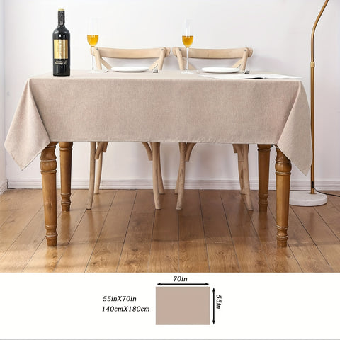 1pc Khaki Rectangular Polyester Fabric Tablecloth - Waterproof, Spill Resistant, Wrinkle-Free Tablecloths for Halloween, Thanksgiving, Party, Restaurant Decoration - Easy Care, Durable, and Versatile