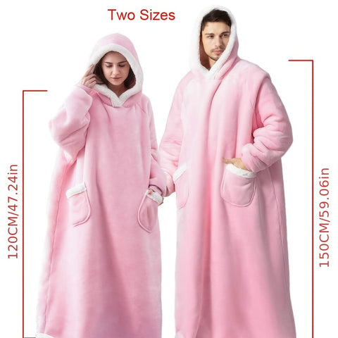 1pc Cozy Flannel Hoodie Blanket with Sleeves - Soft, Warm, and Fleece-Lined for Ultimate Comfort - Perfect for Winter, TV Nights, and Outdoor Activities