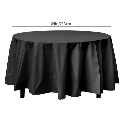 1pc Premium Round Table Cover, 84in Diameter, Durable Plastic Tablecloth for Easy Cleanup