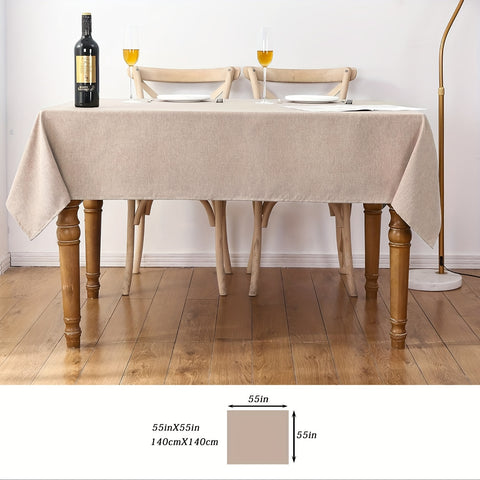 1pc Khaki Rectangular Polyester Fabric Tablecloth - Waterproof, Spill Resistant, Wrinkle-Free Tablecloths for Halloween, Thanksgiving, Party, Restaurant Decoration - Easy Care, Durable, and Versatile