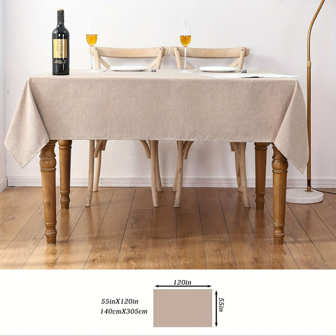 1pc Khaki Rectangular Polyester Fabric Tablecloth - Waterproof, Spill Resistant, Wrinkle-Free Tablecloths for Halloween, Thanksgiving, Party, Restaurant Decoration - Easy Care, Durable, and Versatile