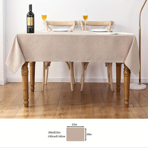 1pc Khaki Rectangular Polyester Fabric Tablecloth - Waterproof, Spill Resistant, Wrinkle-Free Tablecloths for Halloween, Thanksgiving, Party, Restaurant Decoration - Easy Care, Durable, and Versatile