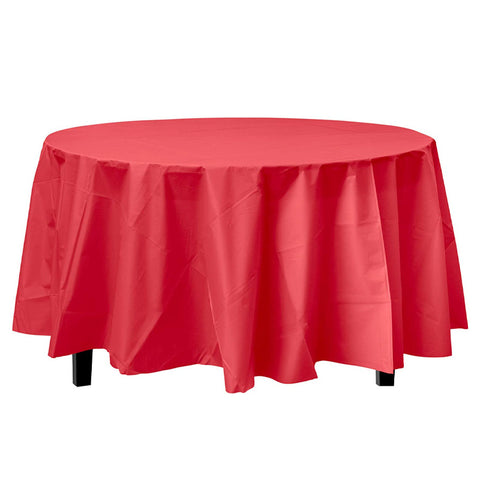 1pc Premium Round Table Cover, 84in Diameter, Durable Plastic Tablecloth for Easy Cleanup