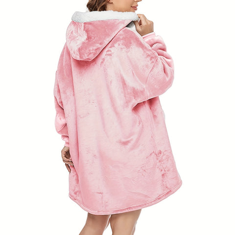 1pc Cozy Wearable Blanket Hoodie - Oversized Super Soft Warm Plush Hooded Blanket for One Size Fits All - Perfect for Snuggling Up Indoors