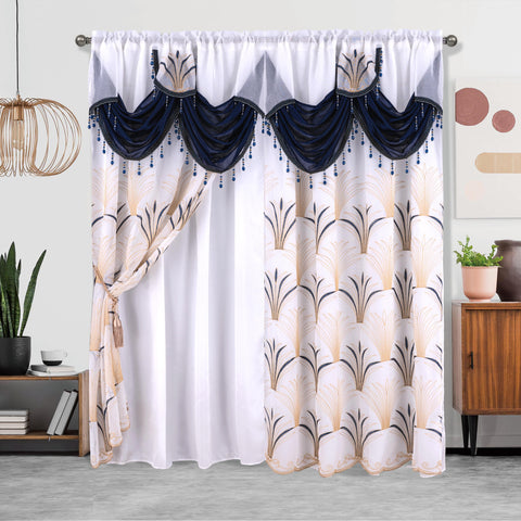 1pc Embroidered Double Layer Curtain - Enhance Home Decor with Thermal Insulation, Light Blocking, and Privacy - Suitable for Living Room, Bedroom, 52X84in