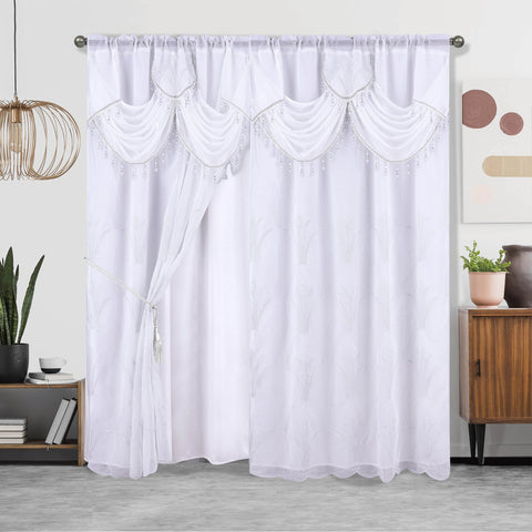 1pc Embroidered Double Layer Curtain - Enhance Home Decor with Thermal Insulation, Light Blocking, and Privacy - Suitable for Living Room, Bedroom, 52X84in