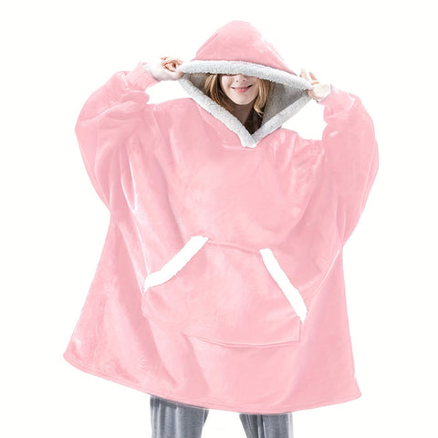 1pc Cozy Wearable Blanket Hoodie - Oversized Super Soft Warm Plush Hooded Blanket for One Size Fits All - Perfect for Snuggling Up Indoors