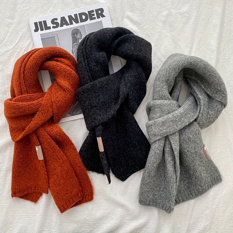 1pc Cross Knitted Fashionable Scarf With Neck Protection And Warmth, Suitable For Daily Use