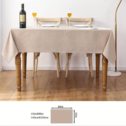 1pc Khaki Rectangular Polyester Fabric Tablecloth - Waterproof, Spill Resistant, Wrinkle-Free Tablecloths for Halloween, Thanksgiving, Party, Restaurant Decoration - Easy Care, Durable, and Versatile