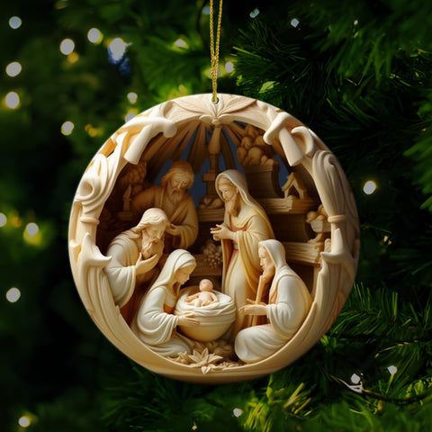 12pcs Nativity Scene Wooden Ornaments Set - 2D Flat Pendants for Youngsters Showers & Birthdays, Full Moon Decorations, Festive Home Accents