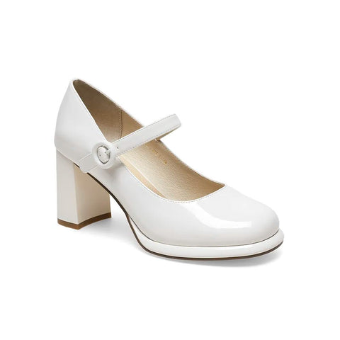 Mtvrmall - Women Basto Vintage Chunky Heel White Mary Jane