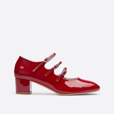 Mtvrmall - Women Ornament Tabbed Straps Heeled Mary Janes