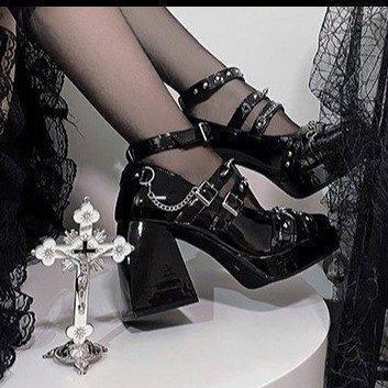 Mtvrmall - Women Metal Chain Rivets Mary Janes