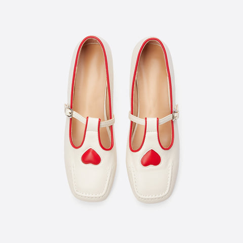 Mtvrmall - Women Retro Heart Color Matching Mary Janes