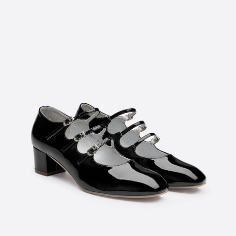 Mtvrmall - Women Ornament Tabbed Straps Heeled Mary Janes