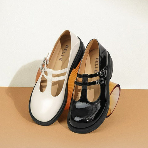 Mtvrmall - Women Cutout Leather Retro Mary Janes