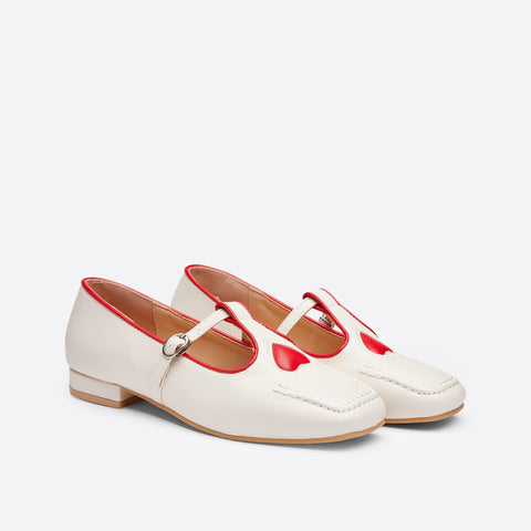 Mtvrmall - Women Retro Heart Color Matching Mary Janes