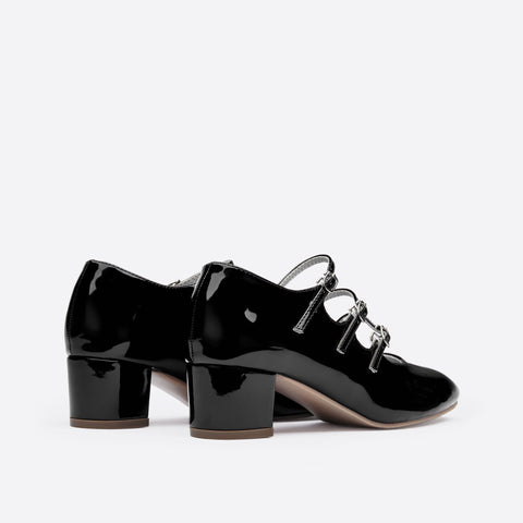 Mtvrmall - Women Ornament Tabbed Straps Heeled Mary Janes