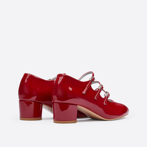 Mtvrmall - Women Ornament Tabbed Straps Heeled Mary Janes