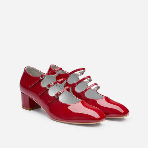 Mtvrmall - Women Ornament Tabbed Straps Heeled Mary Janes
