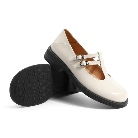 Mtvrmall - Women Cutout Leather Retro Mary Janes