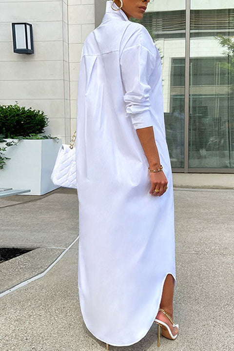Mtvrmall Casual Solid Patchwork Buckle Turndown Collar Tops