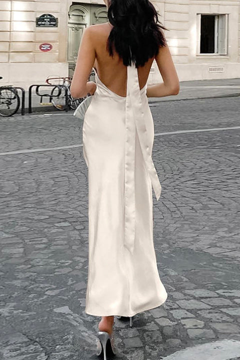 Mtvrmall Elegant Simplicity Solid Backless Halter Trumpet Mermaid Dresses