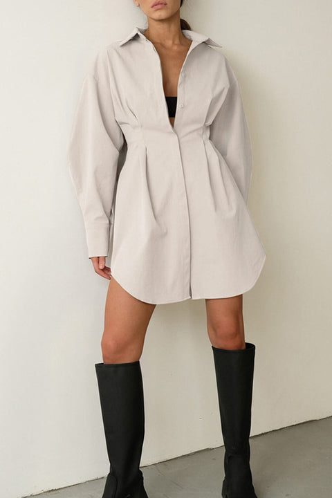 Mtvrmall Casual Elegant Solid Patchwork Turndown Collar Shirt Dress Dresses