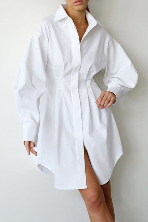 Mtvrmall Casual Elegant Solid Patchwork Turndown Collar Shirt Dress Dresses