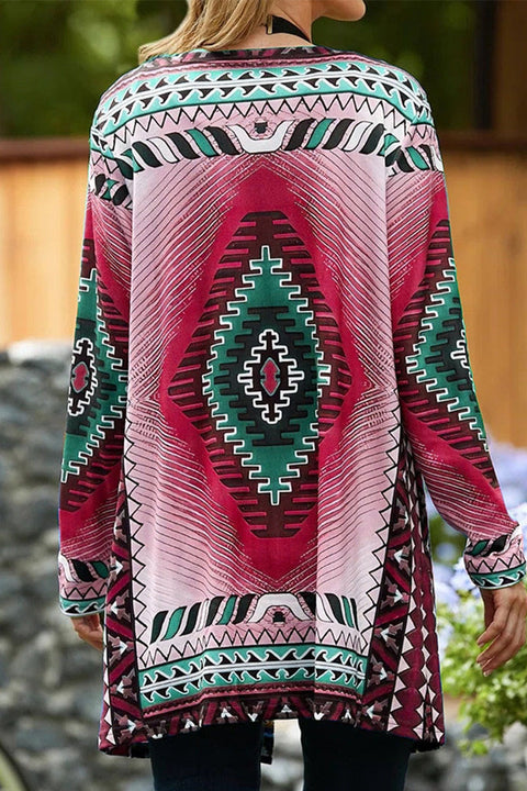 Mtvrmall Casual College Geometric Printing Cardigan Collar Outerwear