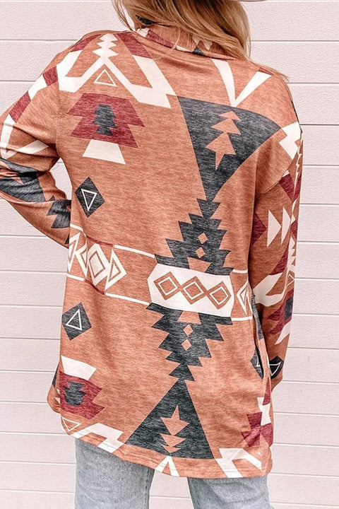Mtvrmall Casual Print Cardigan Collar Outerwear