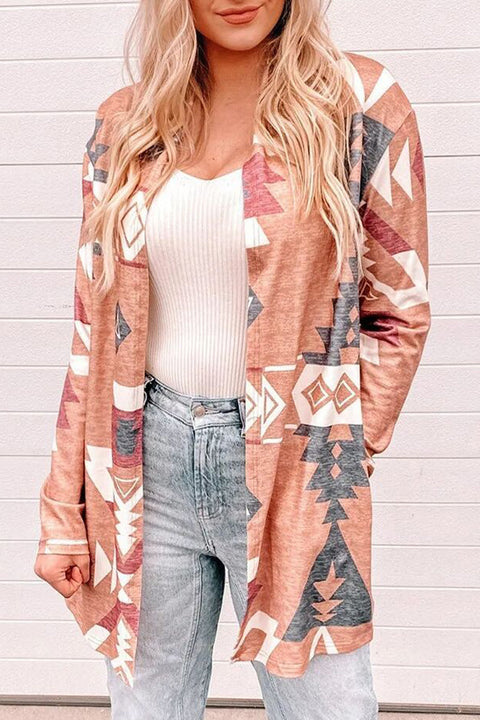 Mtvrmall Casual Print Cardigan Collar Outerwear
