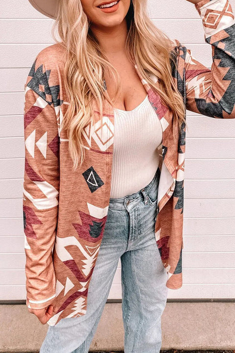 Mtvrmall Casual Print Cardigan Collar Outerwear