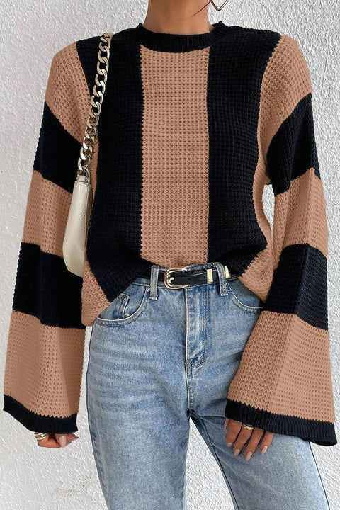 Mtvrmall Casual Striped Contrast O Neck Tops