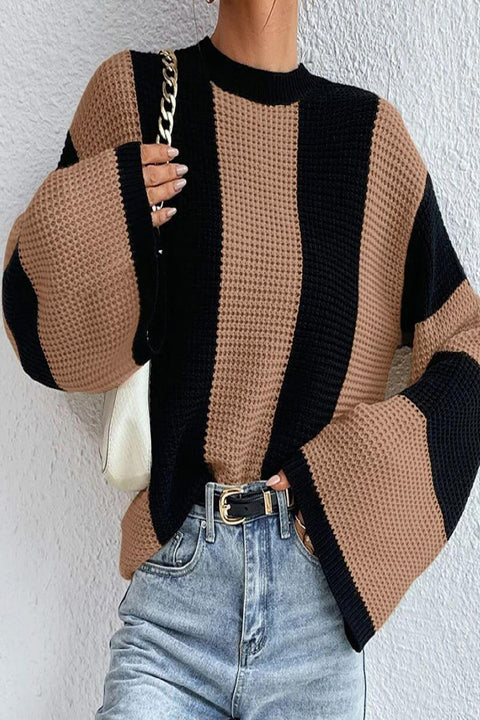 Mtvrmall Casual Striped Contrast O Neck Tops