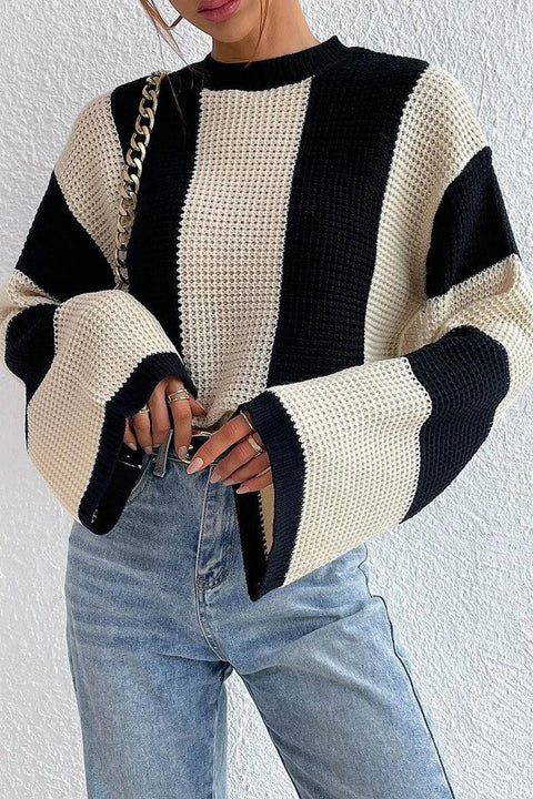 Mtvrmall Casual Striped Contrast O Neck Tops