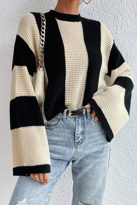 Mtvrmall Casual Striped Contrast O Neck Tops