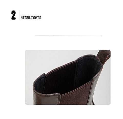 Mtvrmall - HOT Sales Fall/Winter Shoes Women Leather Ankle Boots Women Round Toe Thick Heel Shoes Solid Chelsea Boots Casual Women Boots