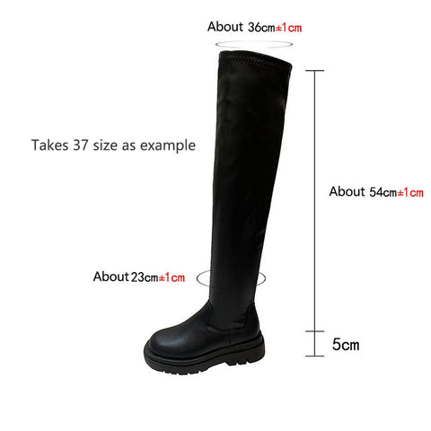 Mtvrmall - Women Ankle Boots Ladies Shoes Slip On Mid Calf Boots Platform Soft PU Leather Long Boot Footwear Woman Fashion Spring Winter