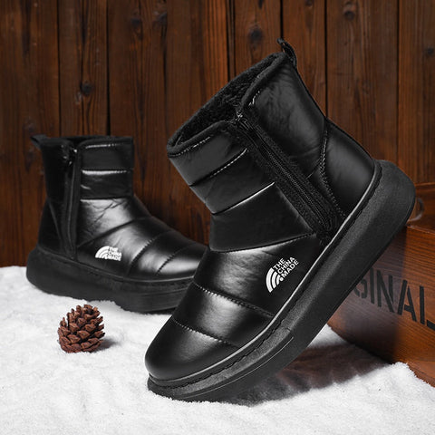 Mtvrmall - Snow Boots Women Winter Warm Plush Slip-on Silver Waterproof Zip Couple Ankle Boots Ladies New Comfortable Cotton Shoes