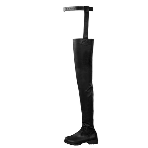 Mtvrmall - Women's Black Sexy Long Boots Women Over Knee Boots Leather High Quality Shoes Fashion Thigh High Boots Female Plus Size 43