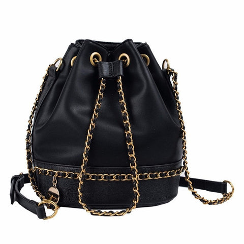 Mtvrmall - Women Bag PU Leather Shoulder Bag Fashion Chain Bucket Bag Bolsa Feminina Luxury Handbags Women Bags Designer Bolsos Mujer