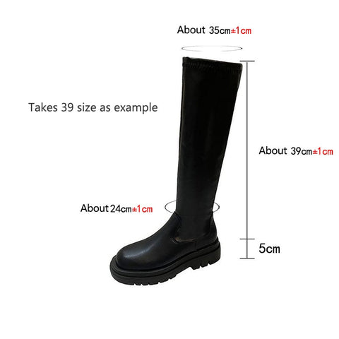 Mtvrmall - Women Ankle Boots Ladies Shoes Slip On Mid Calf Boots Platform Soft PU Leather Long Boot Footwear Woman Fashion Spring Winter