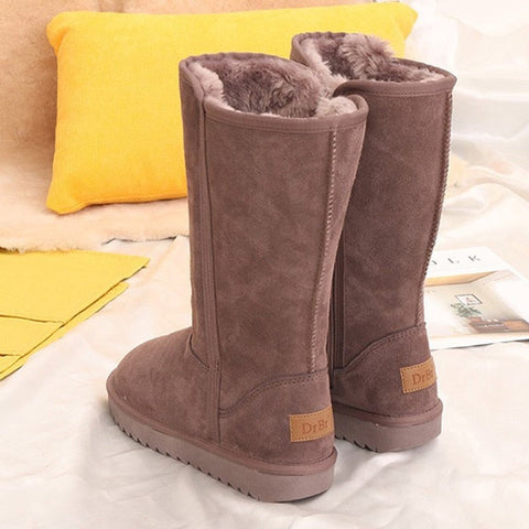 Mtvrmall - Women Classic Ladies Girls Winter Snow Boots  Waterproof Warm Genuine Leather Fur Australia Plus Velvet Knee High  Winter