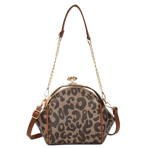 Mtvrmall - Brand Women Shoulder Bag Small Leopard Printed Crossbody Bag Kiss Lock Female Bag Luxury Ladies Handbag Purses