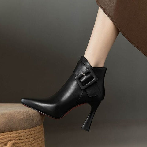 Mtvrmall - Women's Boots Winter High Heel Boots Fashion Zipper Boots for Women Sexy Thin Heels Dress Shoes Commute Boots Bottine Femme