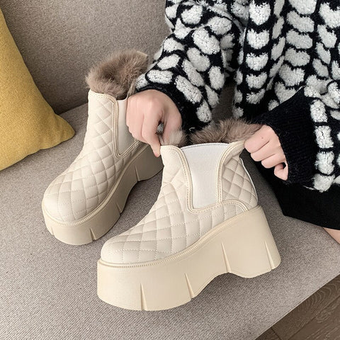 Mtvrmall - Fashion Shoes Women's Winter Thick Soled Snow Boots Plush Women's Casual Sports Shoes Warm and Cold Proof High Top Women's Boots