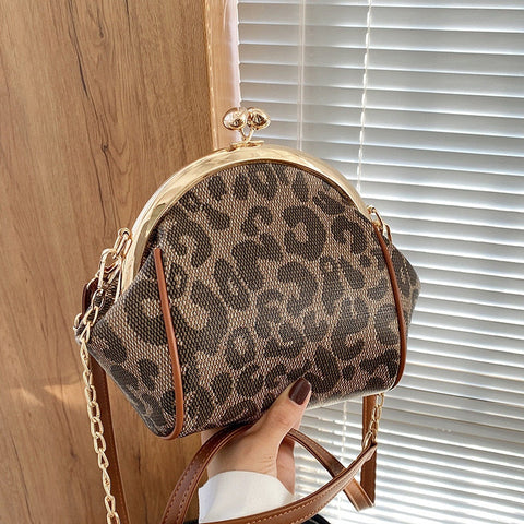 Mtvrmall - Brand Women Shoulder Bag Small Leopard Printed Crossbody Bag Kiss Lock Female Bag Luxury Ladies Handbag Purses